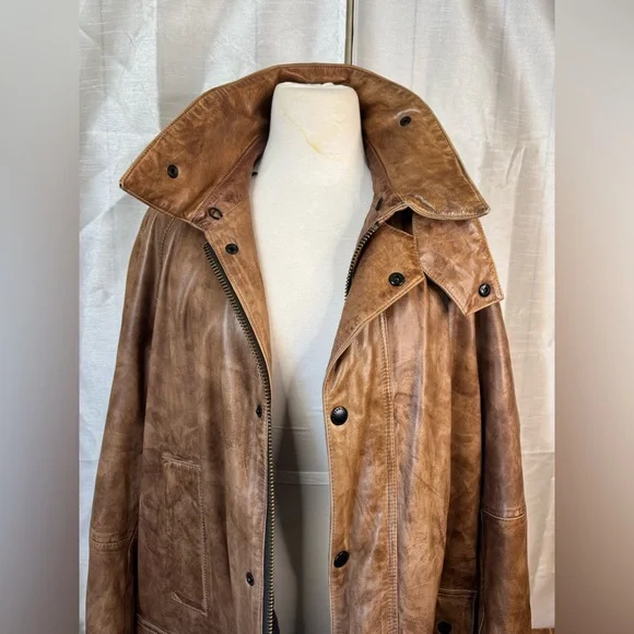 Barbour Men's Tan Leather Field Jacket vintage - Picture 14 of 15